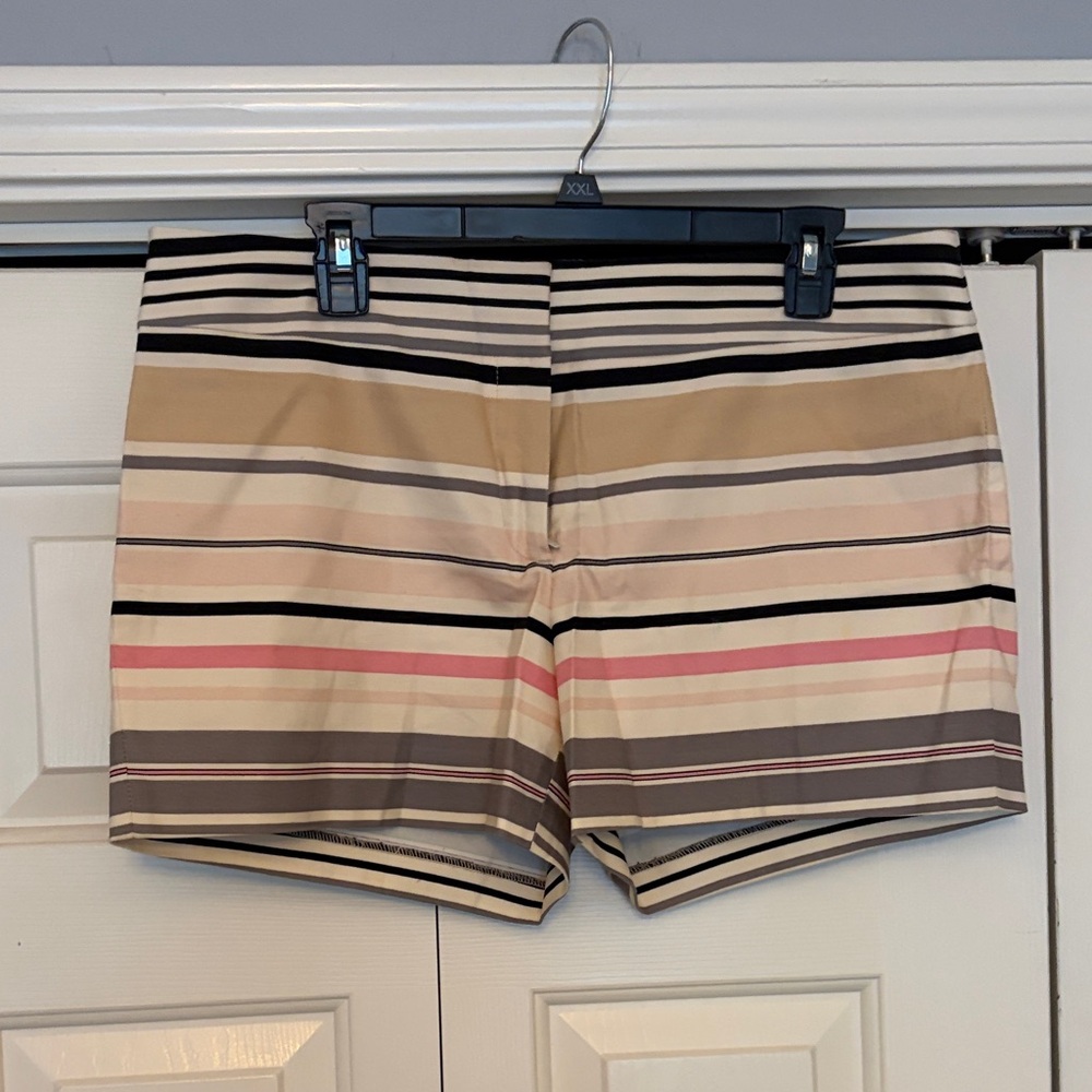 Cynthia Rowley Striped Bike Shorts in Beige, Pink and Black